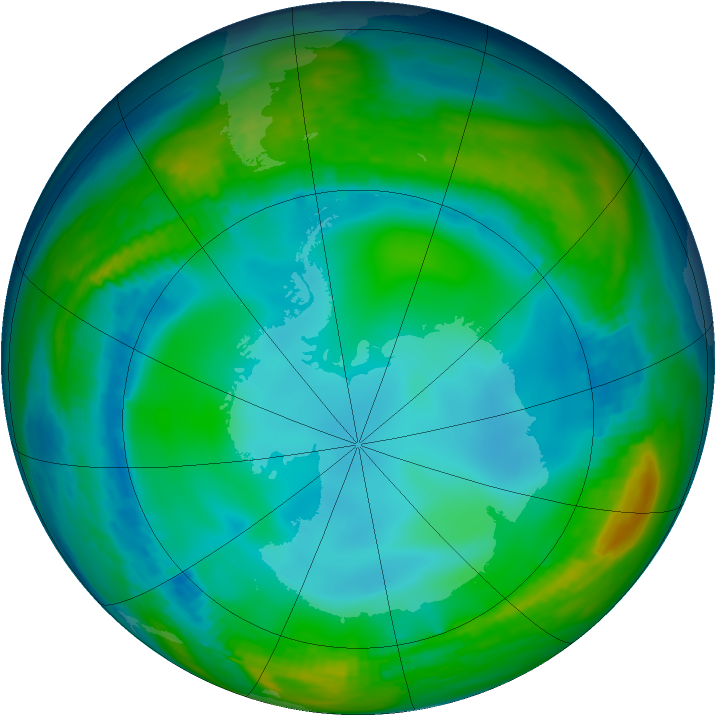 Antarctic ozone map for 09 June 1992